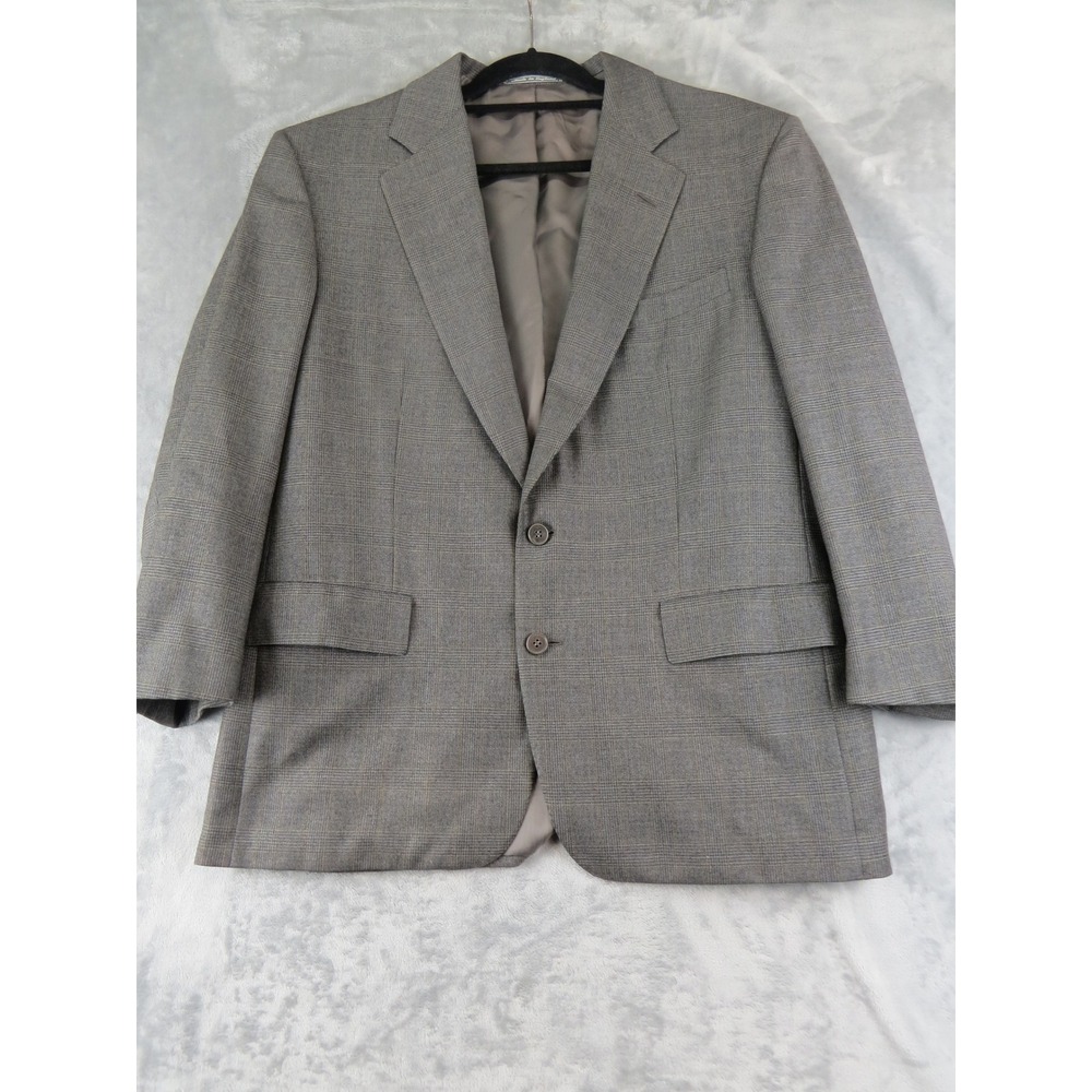 Chester Barrie Savile Row Hand‎ Tailored Wool Cashmere Blazer Grey Plaid 42S